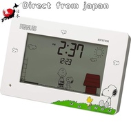RHYTHM Snoopy Alarm Clock Interesting Action Digital Clock with Calendar White 8RDA79MS03 10x16.2x4.5cm
