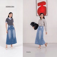 Long Jeans Skirt 8/9 I Linea Without Slit I Denim Non Stretch I Petite Friendly I VIENNA Skirt - ONE