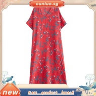 Oladivi Fashion Floral Printed Plus Size Bohemian Long Dress Women Summer New Short Sleeve Casual Lo