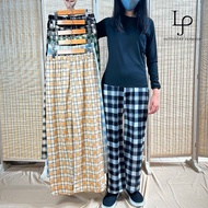 LJ- Women Plaid Long Pant Wide Leg Casual Thin Pants Korean Style Seluar Panjang Perempuan 阔腿长裤