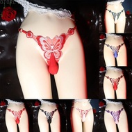 Mens Sexy Thong Low Waist Large Size Sissy Pouch Panties Butterfly Embroidery