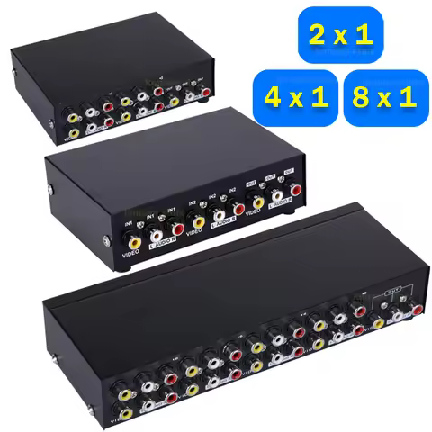 2/4/8 Ports AV RCA Audio Video Switch 2x1 4x1 8x1 AV Signal RCA Composite Switcher Selector Box for 