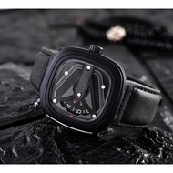 7 seven_friday design men's watch metal dial leather strap decorative screw waterproof square watch