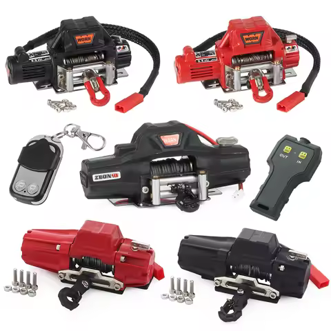 1/10 1/8 RC Crawler Scale Metal Winch and Wireless Remote Kit for TRX4 TRX6 Axial SCX10 III RGT 8619