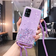 Case IPHONE 6 7 8 6plus 7 8 PLUS 11 11 PRO 11 PRO MAX X XS XR XS MAX SOFTCASE CLEAR GLITTER LANYARD COVER