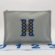 愛馬仕 Hermes Pouch H Tissage Flat 藍色帆布包 男女款