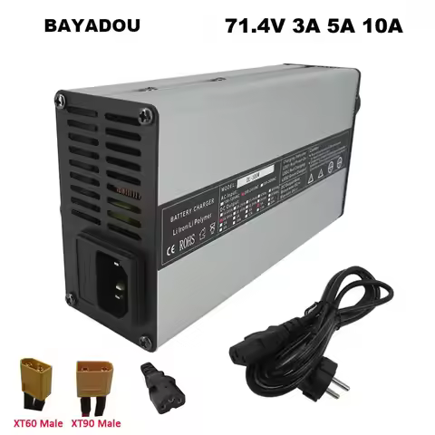 71.4V 3A 5A 10A Battery Fast Charger 17S 61.2V 62.9V Lithium Li-ion RV Forklift Energy Storage Charg