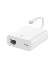 Belkin Ethernet & Power Adapter W/ Lightning Connector - Dual Port Ethernet Splitter for Apple iPad 