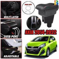 PERODUA AXIA (2014-2022) USB ARMREST Adjustable 3 USB Charging Port Multi Layer Console Box Storage 