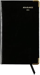 AT-A-GLANCE Fine Diary 2024 Weekly &amp; Monthly Diary, 3" x 5", Pocket Size, Black (7011110524)