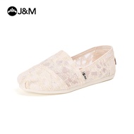 JOY&MARIO Women Casual Shoes White Soft Rubber Sole Flats Shoes Slip-on Summer Mesh Breathable Mules