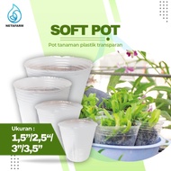 SOFT POT Flexible Cup Anggrek Transparan Plastik - 1,5 inch