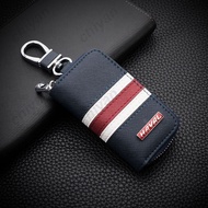 Tricolor Leather Car Key Holder Bag Remote Fob Shell Case Cover Keychain Zipper Wallet Pouch Protector For Haval H6 HEV Jolion H1 H2 H9 Cannon Slux and Lux Pilot Ora Good Cat