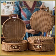 Woven basket round rattan storage happy tea moon cake box gift packaging companion gift vintage woven rattan suitcase
