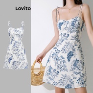 LVT-023 Lovito Elegant Ditsy Floral Pattern Dress for Women L80ED445 吊带平领连身裙