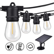 7.6m 12 Lights LED Waterproof String Lights S14 Ball Bulb String Lights Solar E26 String Lights