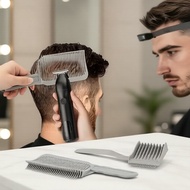 4pcs Barber Fade Comb Set for Men's Haircut, Silicone Haircut Band, Curved Comb, Flat Top, Self Hair