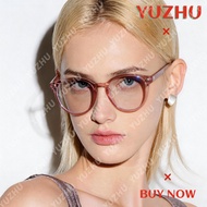 (YUZHU)Fashion Circle Frame Glasses Blue Light Blocking Glasses for Women Ultralight Anti Radiation 