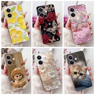 For OPPO A3 (Global) / A3x 4G / A3x 5G Elegant Floral Cat Phone Casing Oppo A3x 4G 5G A 3X A3 Soft S