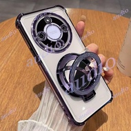 Honor X9d 5G Four Corner Plating Transparent Phone Case With Glitter Bracket For HONOR X9d X9D Honor