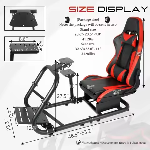 Racing Sim Cockpit: Comfortable Seat, Adjustable Mount & Round Tube(Wheel/Pedal/Handbrake Not Includ