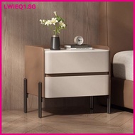 Bedside Table Light Simple Fashion Gray Bedroom Side Cabinet Home Leather Rock Board Storage Drawer 