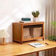 ตู้หนังสือแบบตั้งพื้น ทำจากไม้แท้ ด้านข้างเป็นมuro ป้องกันฝุ่น ชั้นวางของสำหรับบ้าน ตู้หนังสือแบบแสด