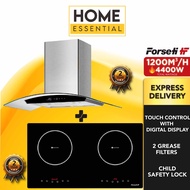 Forseti 1200m³/h Wall Mounted Chimney Hood ALA 90 + Built In Induction Hob ID 730 | Ceramic Hob VC 7