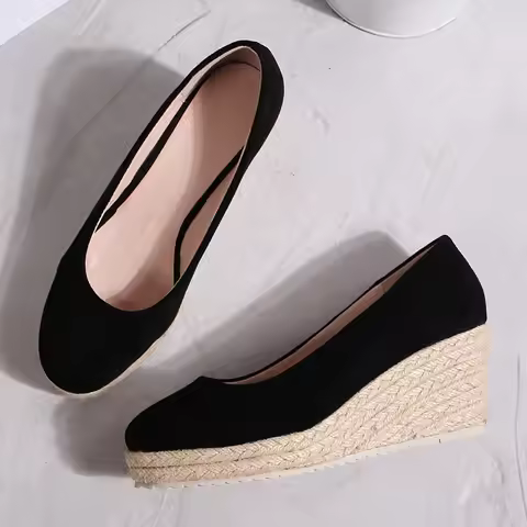 2023 Princess Kate's Same Suede Wedge Single Shoes Women Shallow Mouth Espadrilles Spring&Autumn San