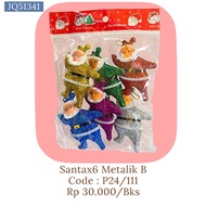 6Pcs Metallic Santa Christmas Decorations