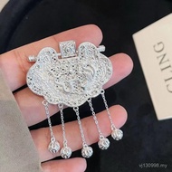 All-Match Style Fashion Pure Handmade Chinese Style 999 Days Pure Silver Necklace Woven Door Student