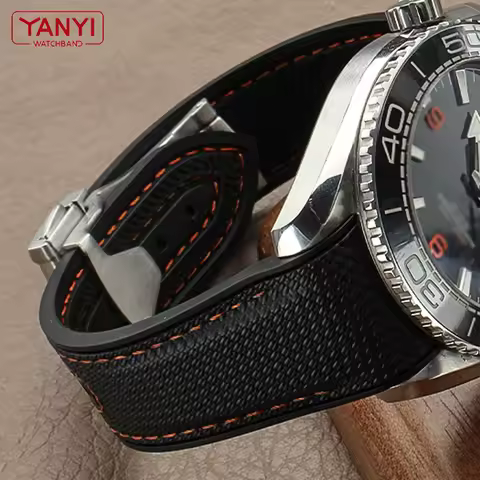 Fluororubber Watchband for Omega Planet Ocean 600 Quarter Orange 21mm FMK rubber Sport Waterproof wa