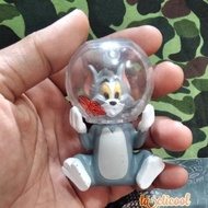 Cute cat tom figure cartoon film figure tom and jerry real cat character toy eating fish tom cat hap