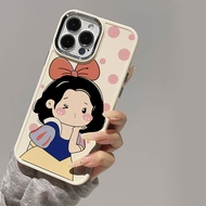 Casing for iPhone x xs max 11 11Promax 12 14promax 13 14 13Promax 8plus 7plus 15promax 15 Cartoon Cute Snow White Metal Photo Frame Shockproof Dustproof Soft Case