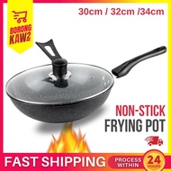 High Quality Non-stick Frying Pan Wok Pot Maifan Marble Stone Korea Pan With Cover Cooking Set Kuali