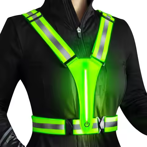 LED Reflective Vest Running Vest USB Rechargeable Safety Running Vest,With Waterproof Phone Bag,For 