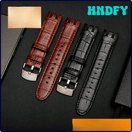 HNDFY Crocodile Pattern Cowhide Watch Strap for Swatch Accessories Black Bifurcate Concave Interface 21MM Colloidal Particles Wrist KYRTR