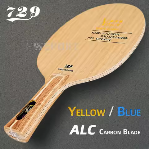 729 Yellow Blue ALC Carbon Table Tennis Blade 5+2 Fiber Ping Pong Blade Blue ALC Carbon for Quick At
