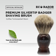 Ubersuave Eco-Razor Coffee Tortoiseshell Resin Shaving Brush (Premium Silvertip Badger)