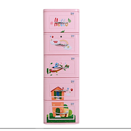 Tủ nhựa 5 tầng Qui Phúc Lucky màu hồng mẫu ngôi nhà KT  380 x 410 x 1250 mm