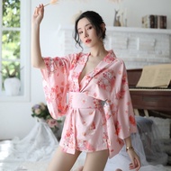 Sexy Pajamas Lingerie Women Japanese Style Printed Kimono Suit Bathrobe Feather Clothes Beautiful