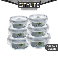 (Gift Pack Bundle) Citylife Air-tight Glass Lunch Box Oven Microwave Glass Food Container Bento Box H-84878889
