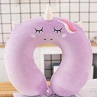 EFINITO Kids Travel Pillow,Unicorn Memory Foam Travel Neck Pillow with Snap,U-Shaped Airplane Car Flight Head Neck Support Pillow for Adults Toddler Children, Boys, Girls (Purple)