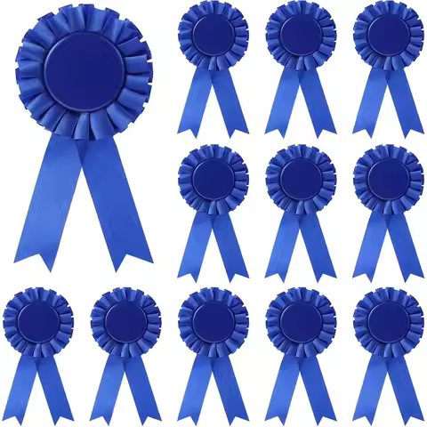 12pcs Blank Award Ribbon Prize 1st Place Rosette Medal Winner Victory Participation for Competition 