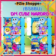 BABY SHARK Almari Baju Budak Kartun DIY 8 Cube Blue Kids Clothes Wardrobe Cabinet Cartoon Storage Or