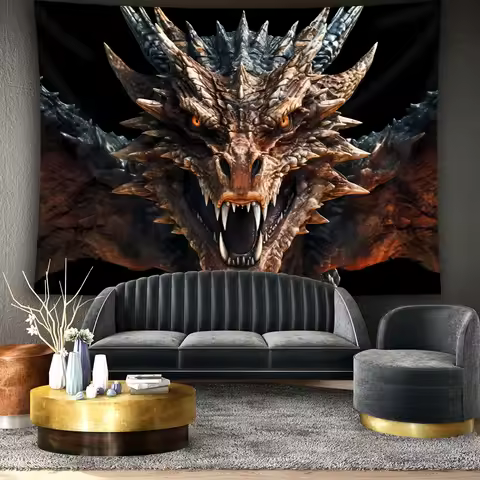 Fierce Dragon Tapestry - for Home Décor, Adding Fantasy and Drama to Your Living Space, Ideal for Ga