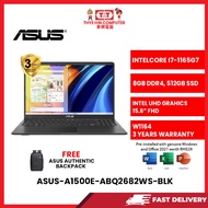 ASUS-A1500E-ABQ2682WS-BLK-INTELCOREI7-1165G7-2.8GHZ,8GBR4,512GBSSD,INTELUHD,15.6"FHD,W1164,3YRS,H&S
