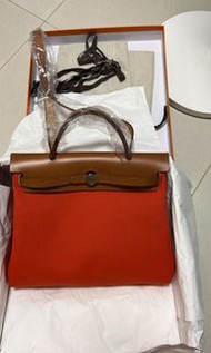 全新 HERMES 爱马仕 手袋 HERBAG 31 9T/55 单肩包/斜挎包/手提包 帆布包 火焰红/爱马仕红