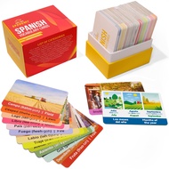 Spanish Flash Cards for Adults, Kids - Spanish Vocabulary Flashcards with Pictures, English Meaning,