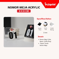 Acrylic Table Number 8X8 CM Cafe Table Number/ Bending Table Number Stand/ Decorative Table Number/